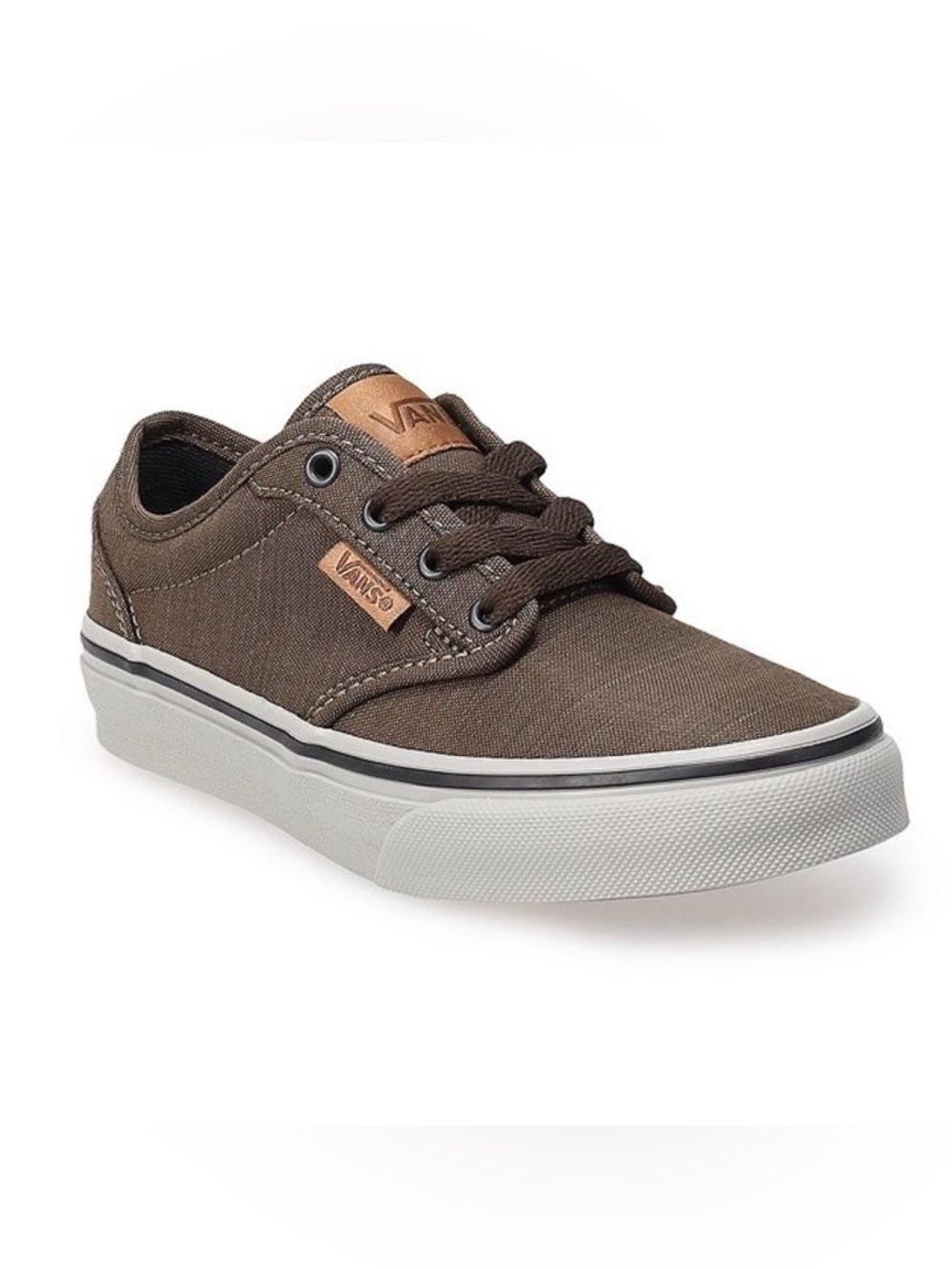 Vans Kids Atwood Brown Canvas Lace-Up Skate Sneakers Size 6